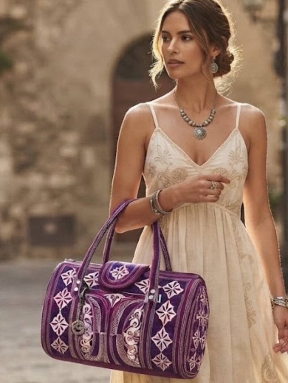 Banda Mini Weekender Ethical Handmade Geometric Embroidered Bag